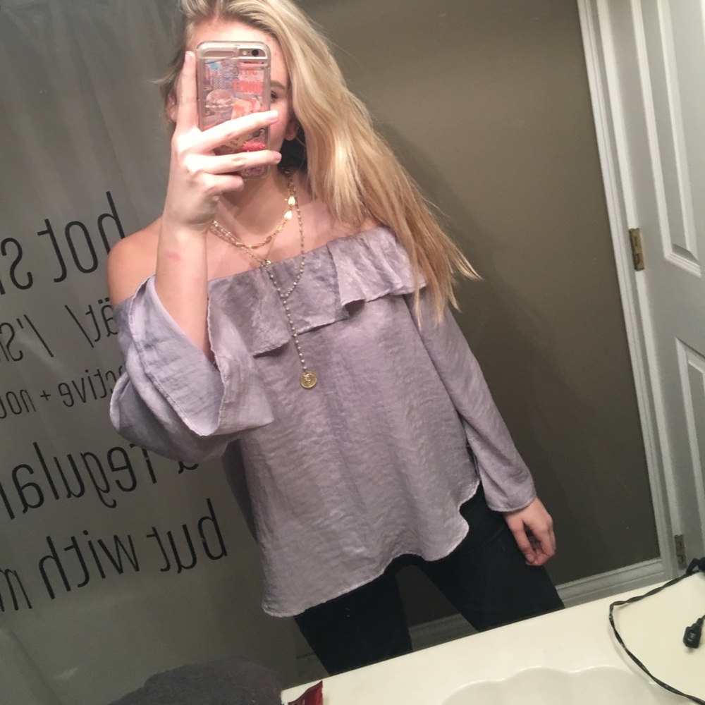 Silver off the shoulder top